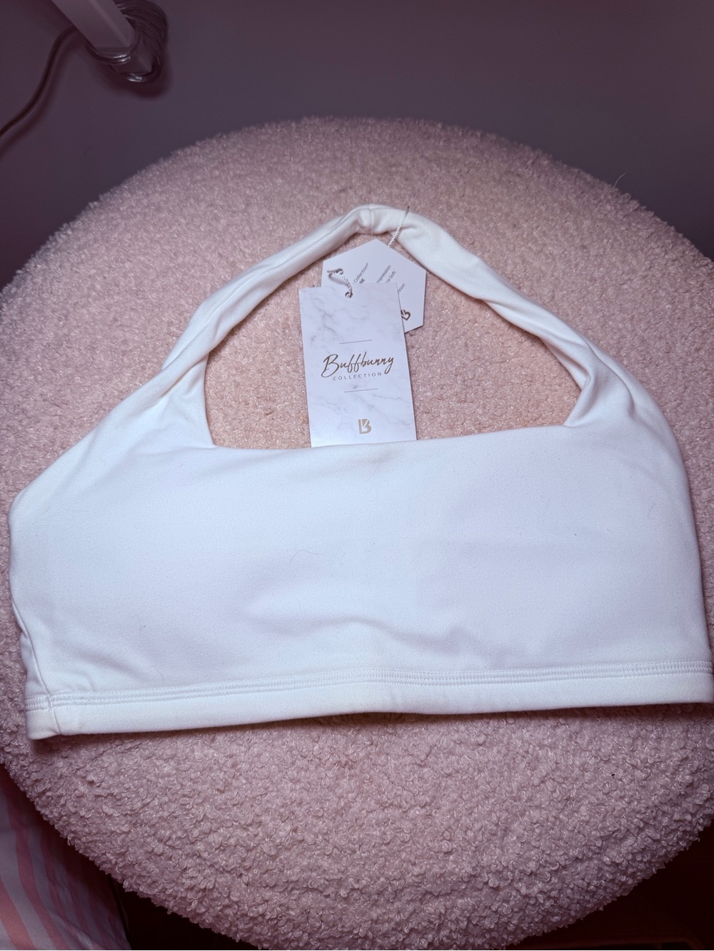 BuffBunny White Halter-Style Sports Bra